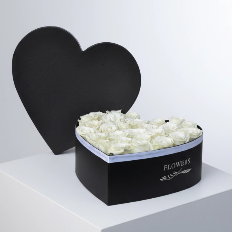 White Roses In Heart Box